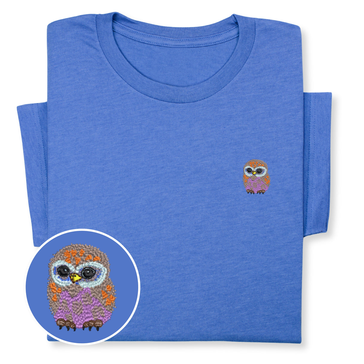 Cute Owl Embroidered T-Shirt, Whimsical Bird Lover Gift, Small Animal Embroidery Tee, Cozy Nature-Inspired Shirt