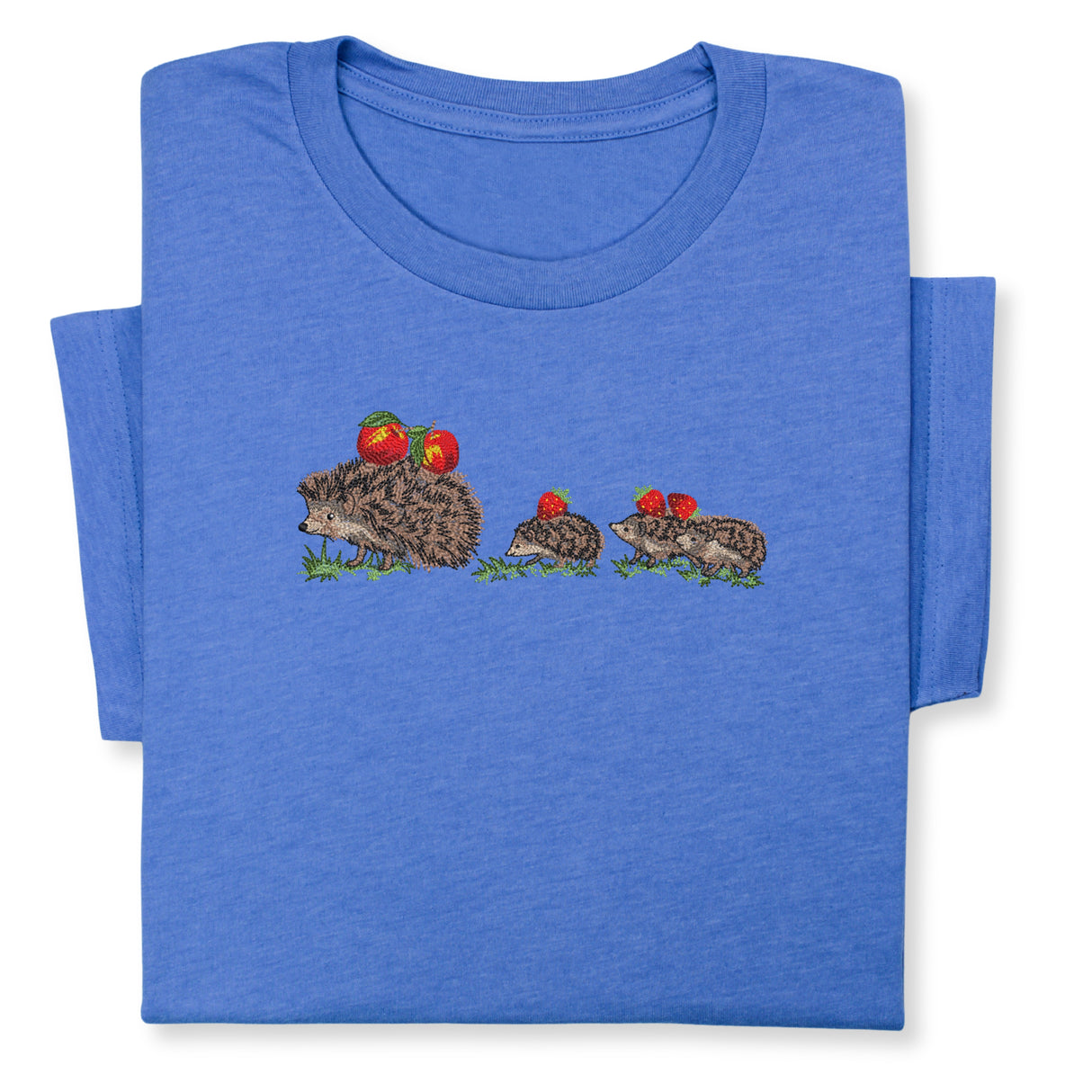 Embroidered Hedgehog Family T-Shirt, Cute Animal Nature Lover Gift