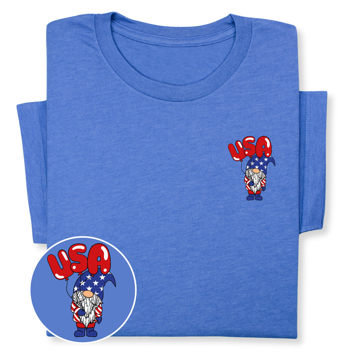 Patriotic Gnome USA T-Shirt, 4th of July Gnome Graphic Tee, American Flag Gnome Shirt, Independence Day Gift for Men & Women