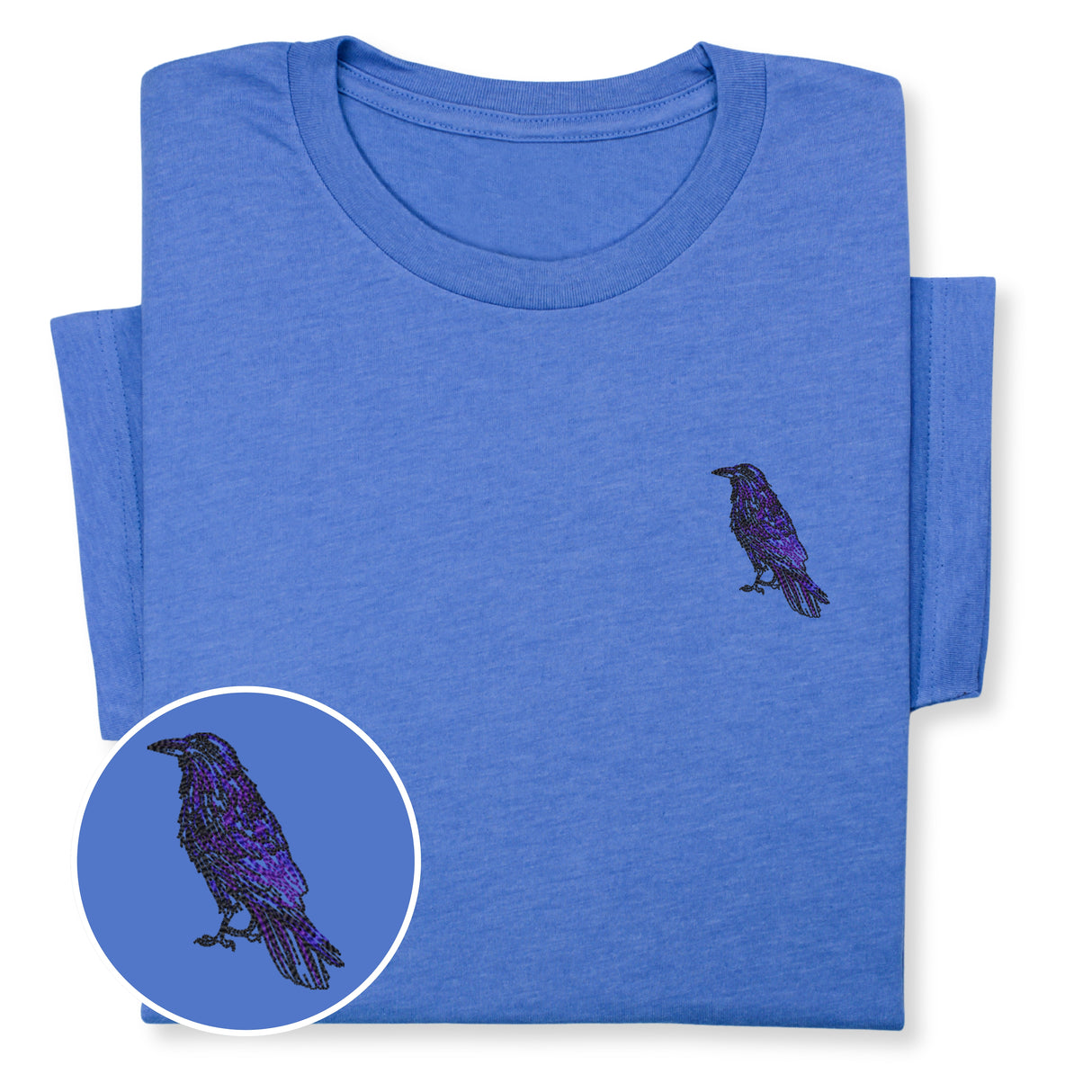 Raven Embroidered T-Shirt | Unisex Crewneck Tee | Nature-Inspired Bird Design | Unique Black Raven Gift for Bird Enthusiasts!
