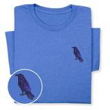 Raven Embroidered T-Shirt | Unisex Crewneck Tee | Nature-Inspired Bird Design | Unique Black Raven Gift for Bird Enthusiasts!