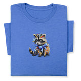 Colorful Raccoon Embroidered T-Shirt, Whimsical Animal Design Tee, Cute Pet Lover Gift, Fun Nature Inspired Shirt, Playful Bowtie Aesthetic
