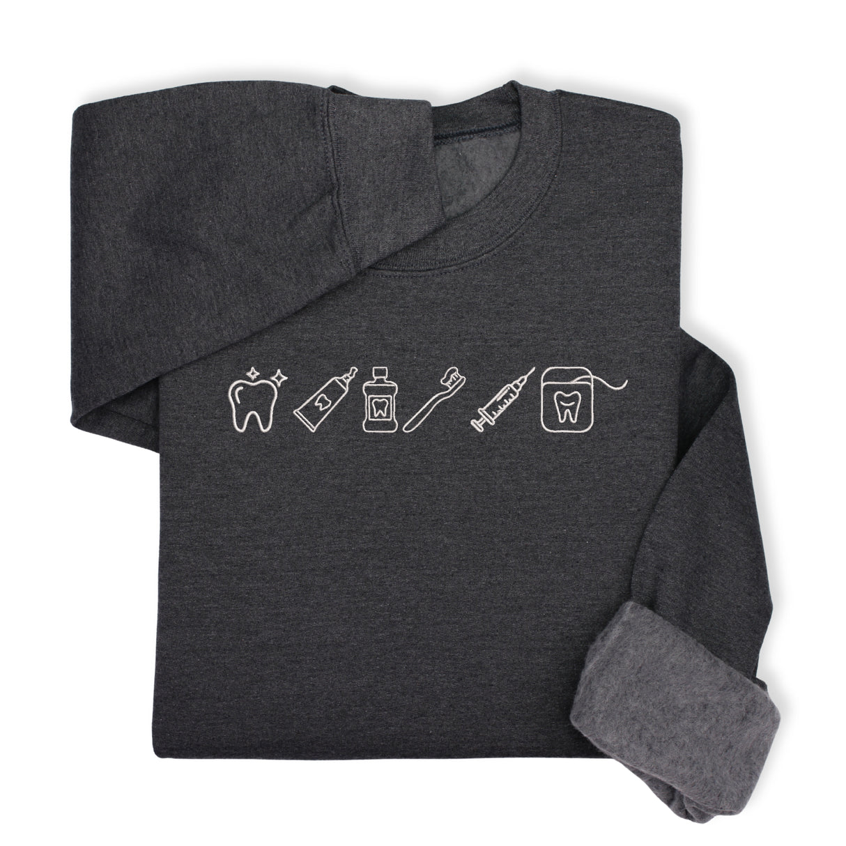 Custom Dental Embroidered Hoodie & Sweatshirt, Tooth Icons Design, Dentist Hygienist Gift, Dental Assistant Unisex Workwear