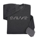 Custom Dental Embroidered Hoodie & Sweatshirt, Tooth Icons Design, Dentist Hygienist Gift, Dental Assistant Unisex Workwear