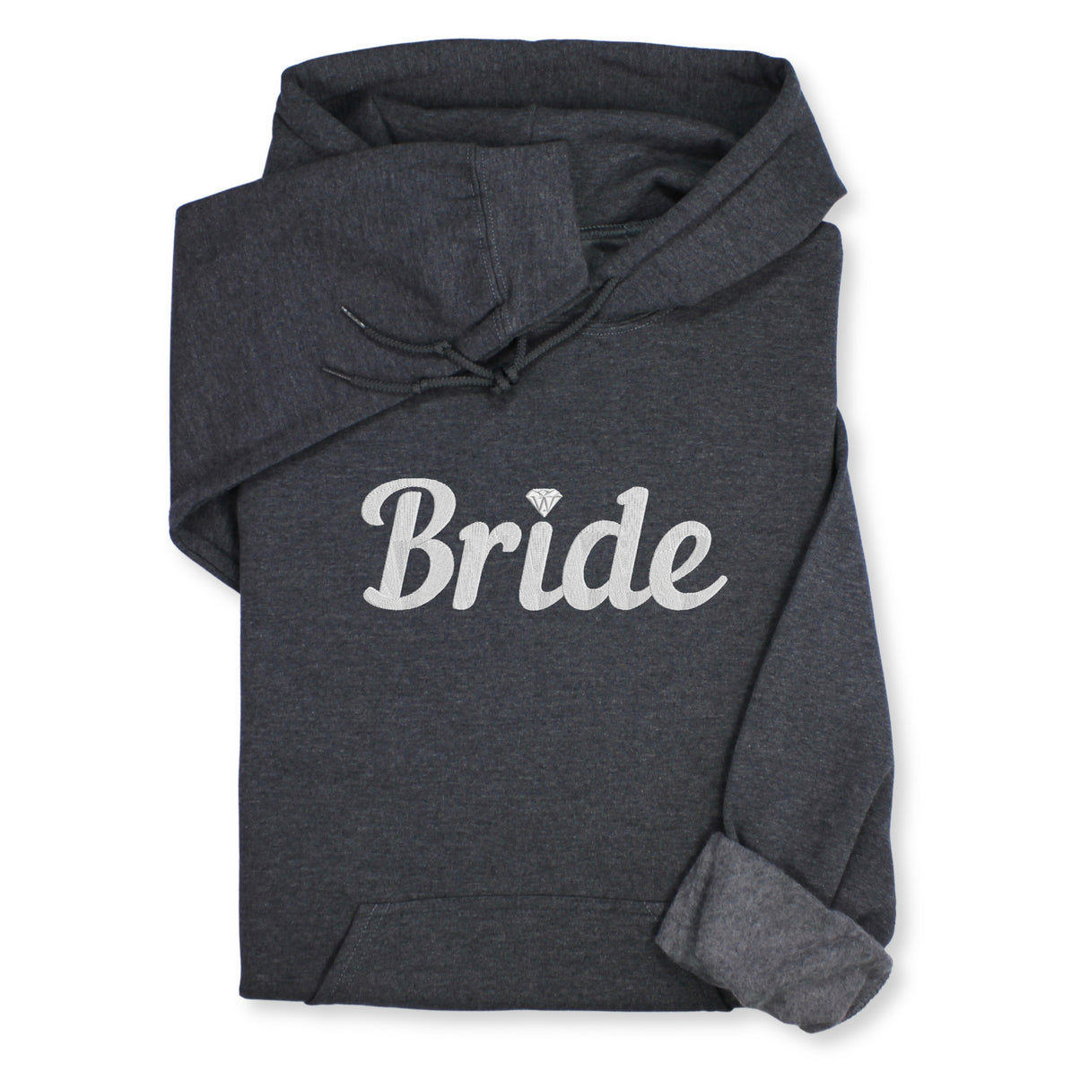 Bride Hoodie & Sweatshirt with Silver Thread Embroidery – Elegant Bridal Pullover, Diamond Detail, Bachelorette Gift, Wedding Morning Outfit