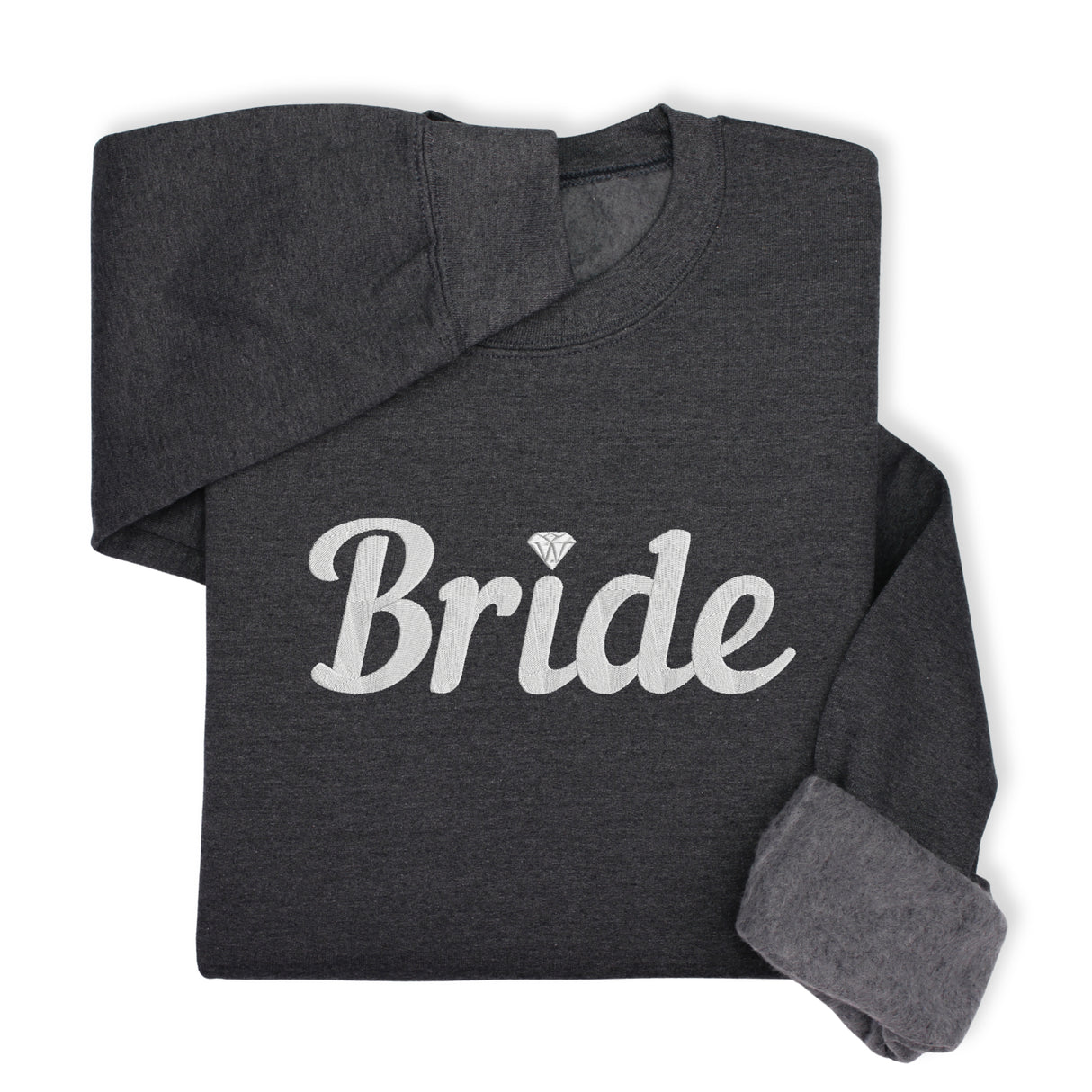 Bride Hoodie & Sweatshirt with Silver Thread Embroidery – Elegant Bridal Pullover, Diamond Detail, Bachelorette Gift, Wedding Morning Outfit