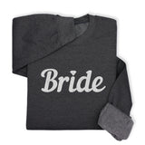 Bride Hoodie & Sweatshirt with Silver Thread Embroidery – Elegant Bridal Pullover, Diamond Detail, Bachelorette Gift, Wedding Morning Outfit