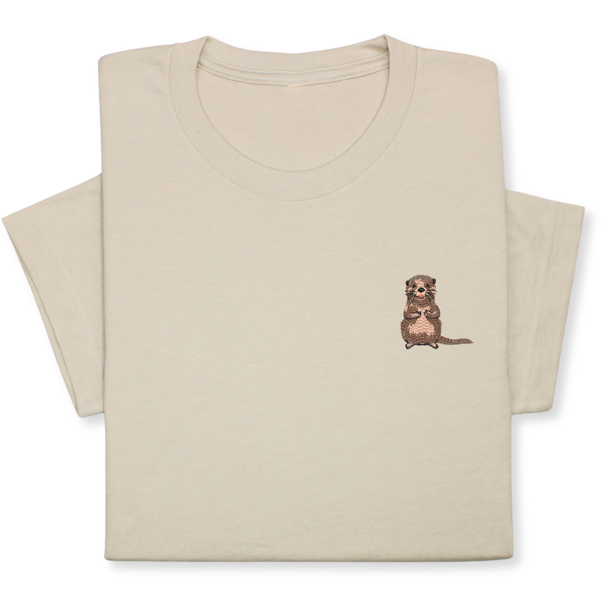 Otter Embroidered T-Shirt, Cute Animal Design Tee, Playful Wildlife Gift, Cozy Nature Inspired Shirt Whimsical Embroidery for Animal Lovers