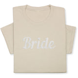 Bride T-Shirt with Silver Embroidery – Elegant Bridal Tee, Diamond Detail, Wedding Morning Shirt, Bachelorette Party Gift, Bride-to-Be Outfit