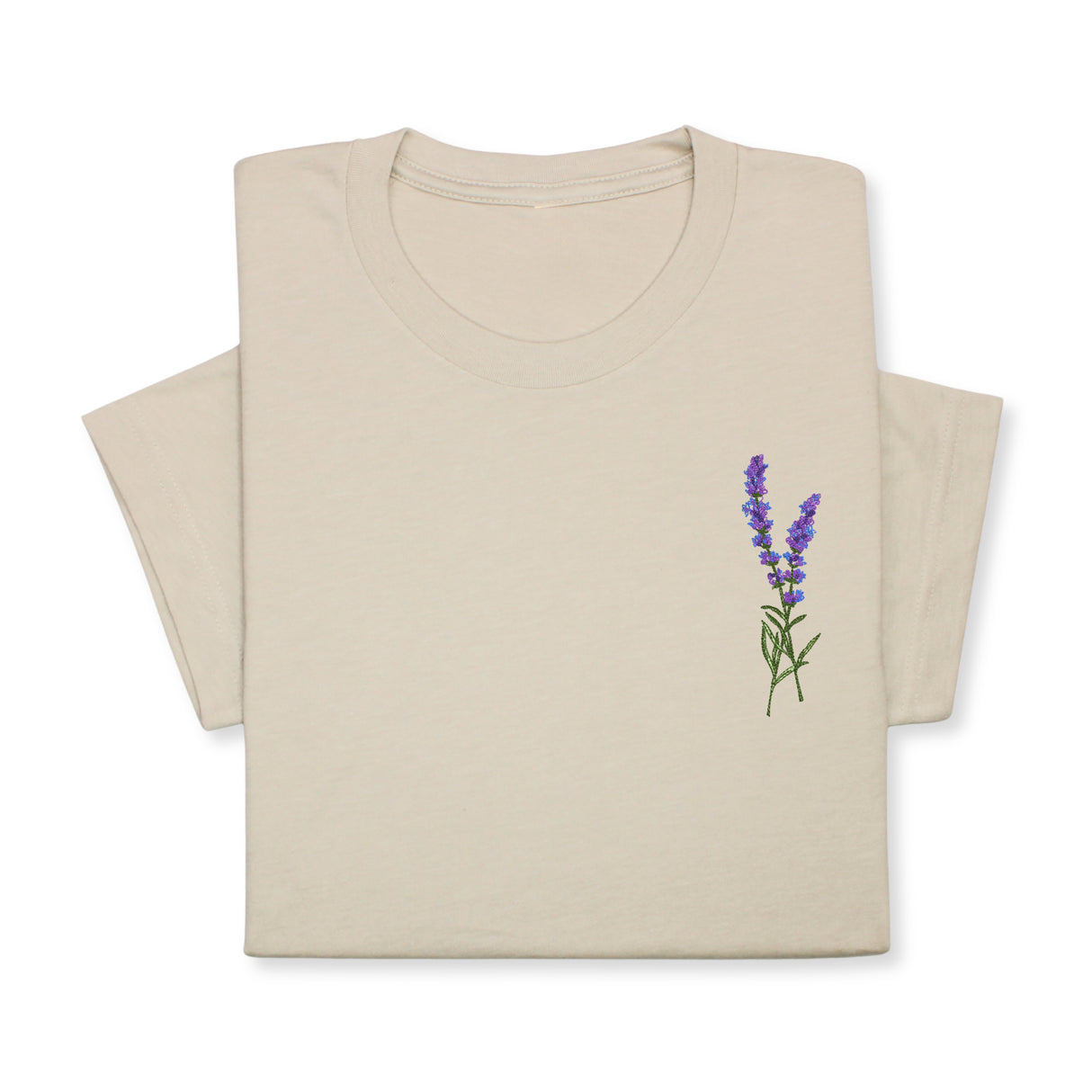 Lavender Embroidered T-Shirt, Minimalist Botanical Shirt, Floral Gift for Her, Nature Inspired Tee, Delicate Flower Embroidery