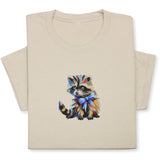Colorful Raccoon Embroidered T-Shirt, Whimsical Animal Design Tee, Cute Pet Lover Gift, Fun Nature Inspired Shirt, Playful Bowtie Aesthetic