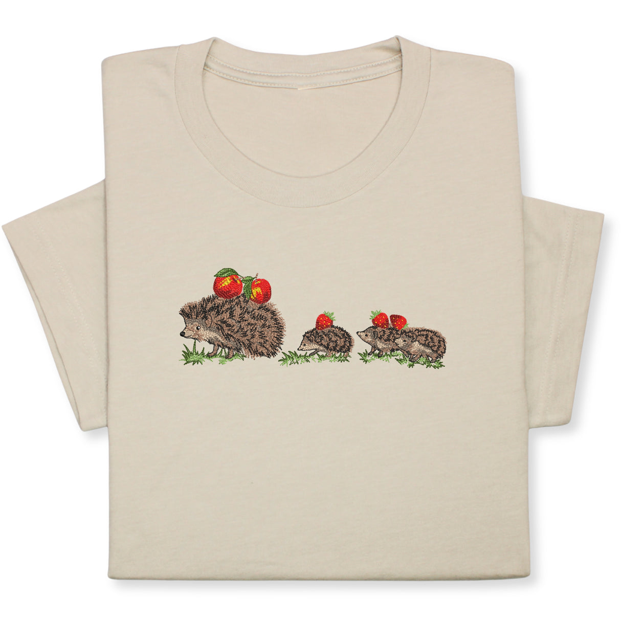 Embroidered Hedgehog Family T-Shirt, Cute Animal Nature Lover Gift