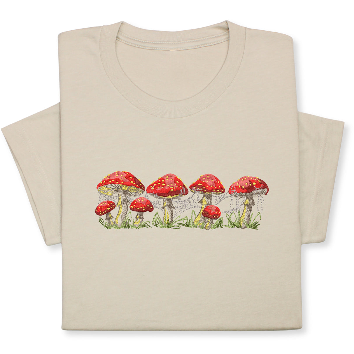 Red Mushrooms Embroidered T-Shirt, Whimsical Amanita Design, Unique Nature-Inspired Tee, Perfect Gift for Mushroom Lovers!