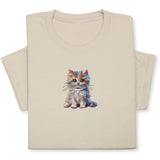Cute Cat Embroidered T-Shirt, Colorful Kitty Design Tee, Whimsical Animal Lover Gift, Cozy Outfit, Furry Pet Embroidery for Cat Lovers