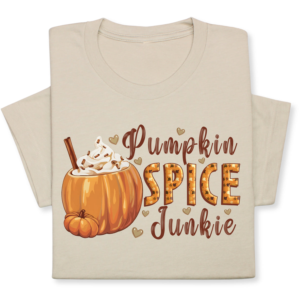 Pumpkin Spice Junkie Fall T-Shirt – Cute Autumn Latte Print, Cozy Pumpkin Drink Tee, Pumpkin Lover Gift, Thanksgiving Season Shirt