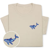 Blue Whale Embroidered Tee, Unisex Marine Life T-Shirt, Sea Life Whale T-Shirt, Ocean Gift for Sea Enthusiasts!