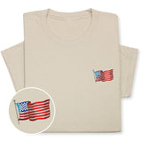 USA Flag Embroidered Tee, Patriotic American T-Shirt for Independence Day, 4th July Gift