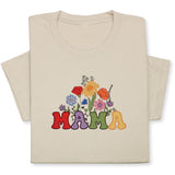 MAMA Floral Embroidered T-Shirt, Retro Flower Design Tee, Colorful Mother's Day Gift, Groovy Mom Shirt, Whimsical Botanical Aesthetic Outfit