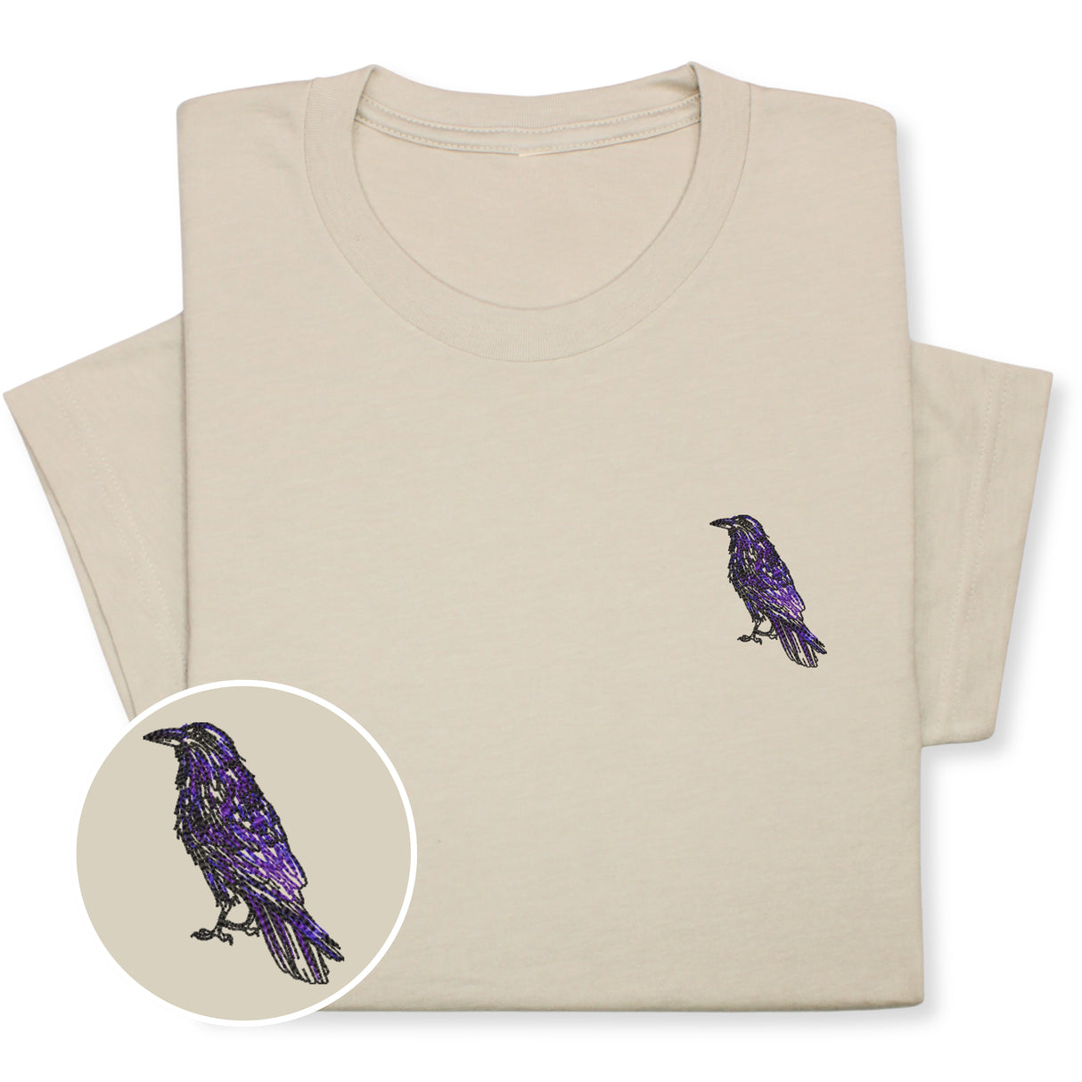 Raven Embroidered T-Shirt | Unisex Crewneck Tee | Nature-Inspired Bird Design | Unique Black Raven Gift for Bird Enthusiasts!