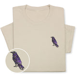 Raven Embroidered T-Shirt | Unisex Crewneck Tee | Nature-Inspired Bird Design | Unique Black Raven Gift for Bird Enthusiasts!