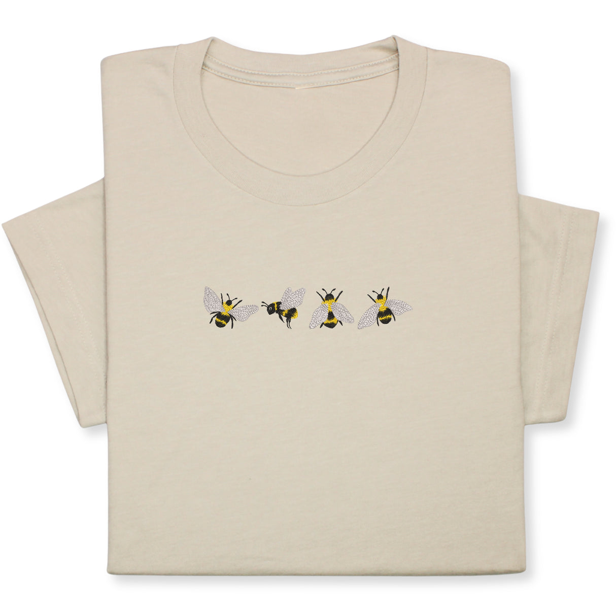 4 Bees Embroidered T-Shirt – Minimalist Insect Shirt, Cute Nature Tee, Bumblebee Lover Gift, Unisex Garden Shirt for Bee Fans & Nature Lovers