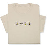 4 Bees Embroidered T-Shirt – Minimalist Insect Shirt, Cute Nature Tee, Bumblebee Lover Gift, Unisex Garden Shirt for Bee Fans & Nature Lovers