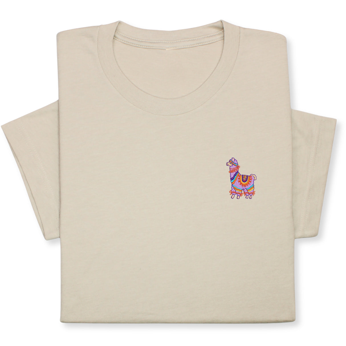 Colorful Llama Embroidered T-Shirt, Cute Alpaca Graphic Tee, Boho Animal Shirt, Fun Andean Wildlife Gift for Her & Him, Festival Style Top