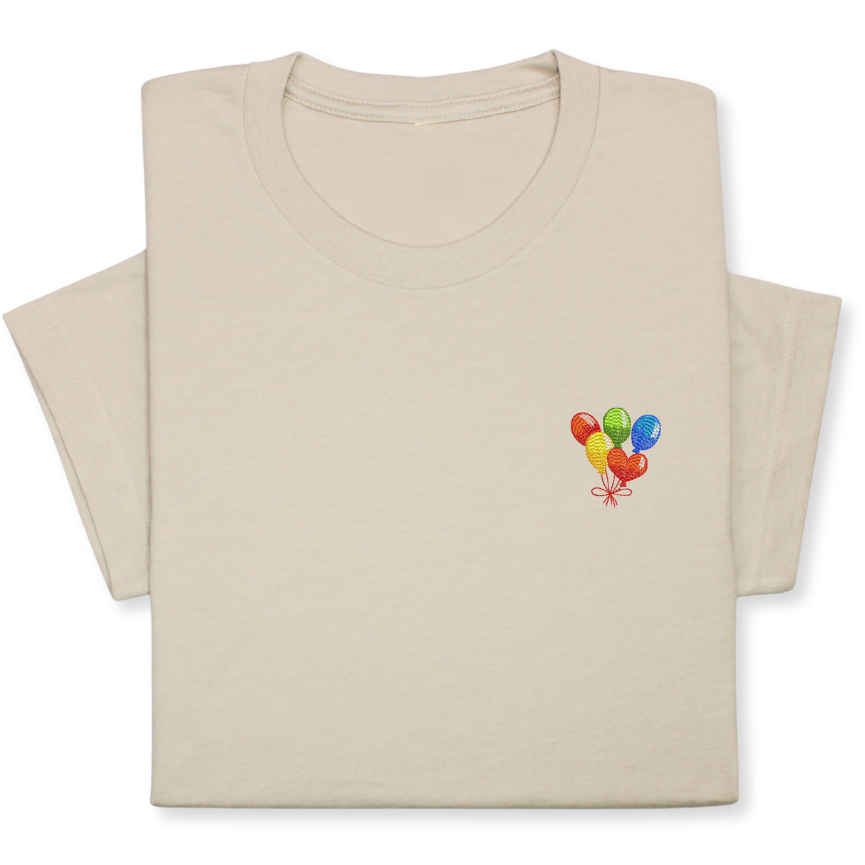 Rainbow Balloons Embroidered T-Shirt, Whimsical Party Tee, Colorful Festive Gift, Birthday Celebration Shirt, Fun Embroidery for All Ages