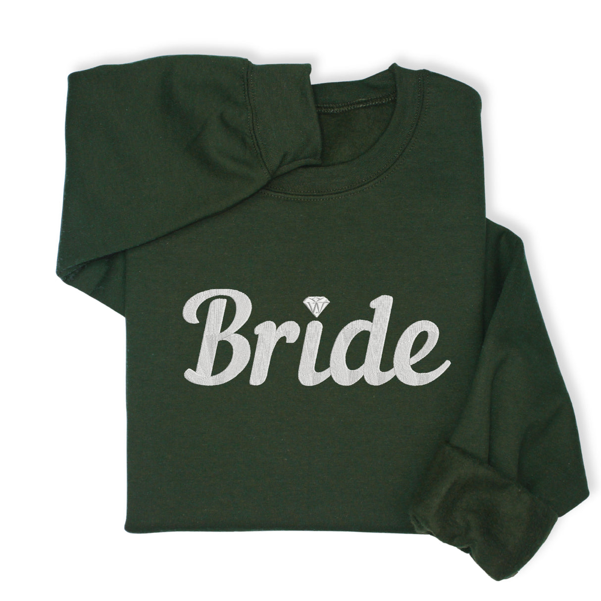 Bride Hoodie & Sweatshirt with Silver Thread Embroidery – Elegant Bridal Pullover, Diamond Detail, Bachelorette Gift, Wedding Morning Outfit