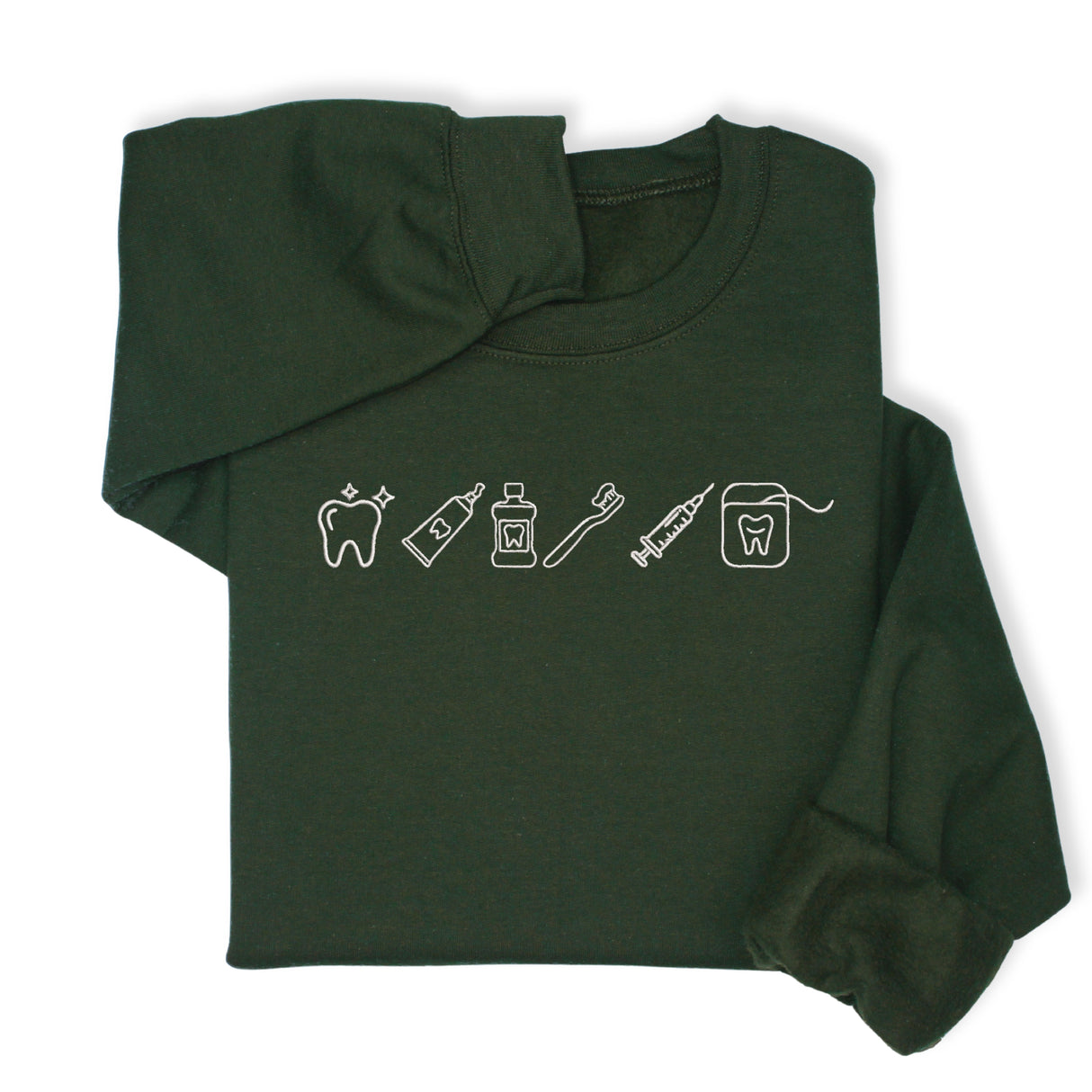 Custom Dental Embroidered Hoodie & Sweatshirt, Tooth Icons Design, Dentist Hygienist Gift, Dental Assistant Unisex Workwear