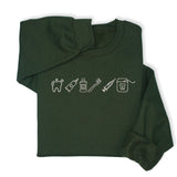 Custom Dental Embroidered Hoodie & Sweatshirt, Tooth Icons Design, Dentist Hygienist Gift, Dental Assistant Unisex Workwear