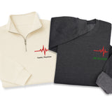 Custom  Heartbeat Embroidered Hoodie, Sweatshirt & 1/4 Zip – Personalized Nurse Gift, Stethoscope Design, Medical Workwear