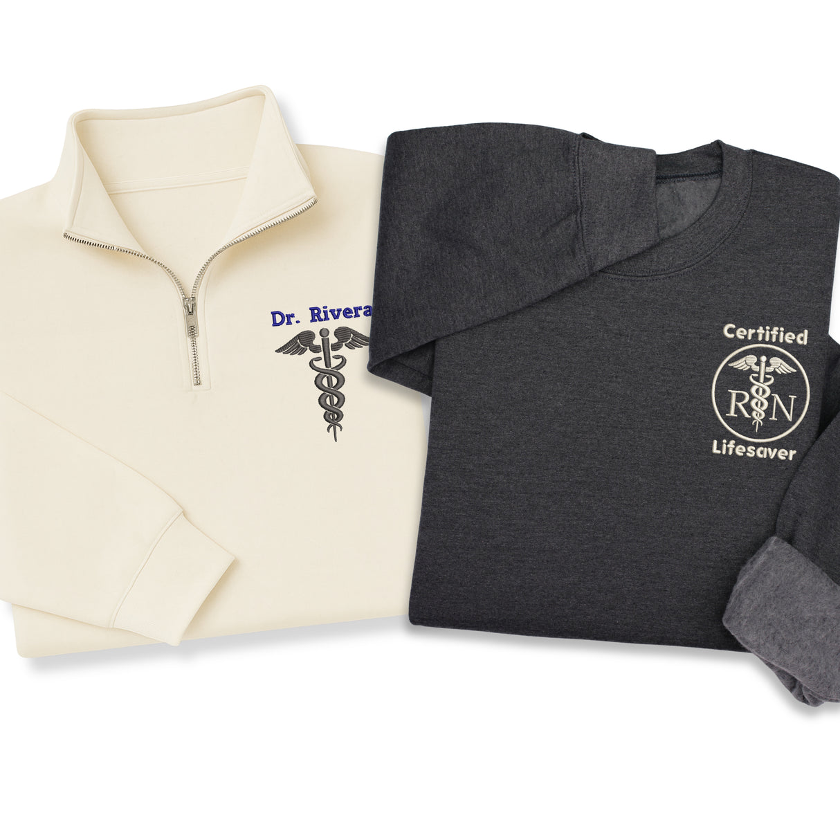 Custom Medical RN 1/4 Zip & Sweatshirt for Nurses – Nurse Gift, Medical Emblem Apparel for Doctors, Graduation or Professional Workwear Gift