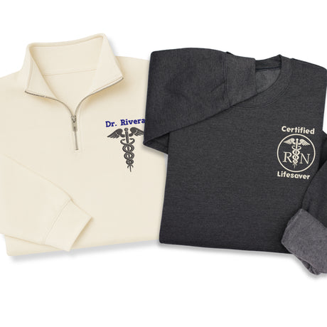 Custom Medical RN 1/4 Zip & Sweatshirt for Nurses – Nurse Gift, Medical Emblem Apparel for Doctors, Graduation or Professional Workwear Gift