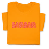 MAMA Print T-Shirt, Bold Red Heart Pattern Design, Cute Graphic Tee for Mom, Mother's Day Gift, Whimsical Mama Shirt for Her