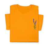 Lavender Embroidered T-Shirt, Minimalist Botanical Shirt, Floral Gift for Her, Nature Inspired Tee, Delicate Flower Embroidery