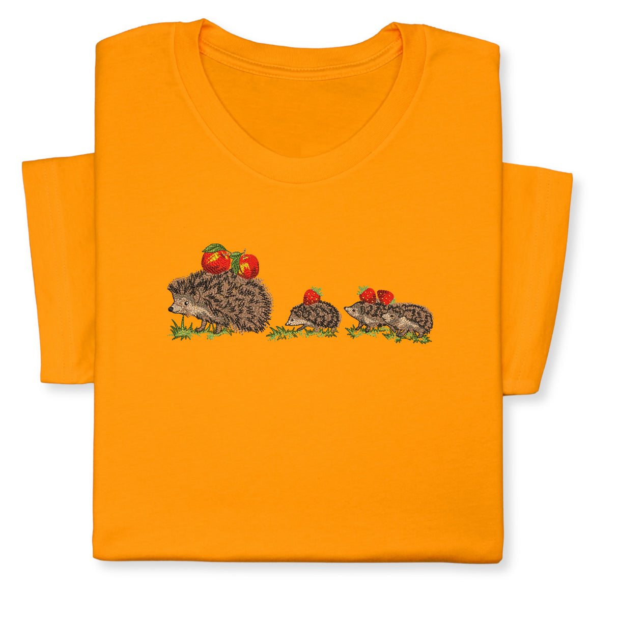 Embroidered Hedgehog Family T-Shirt, Cute Animal Nature Lover Gift