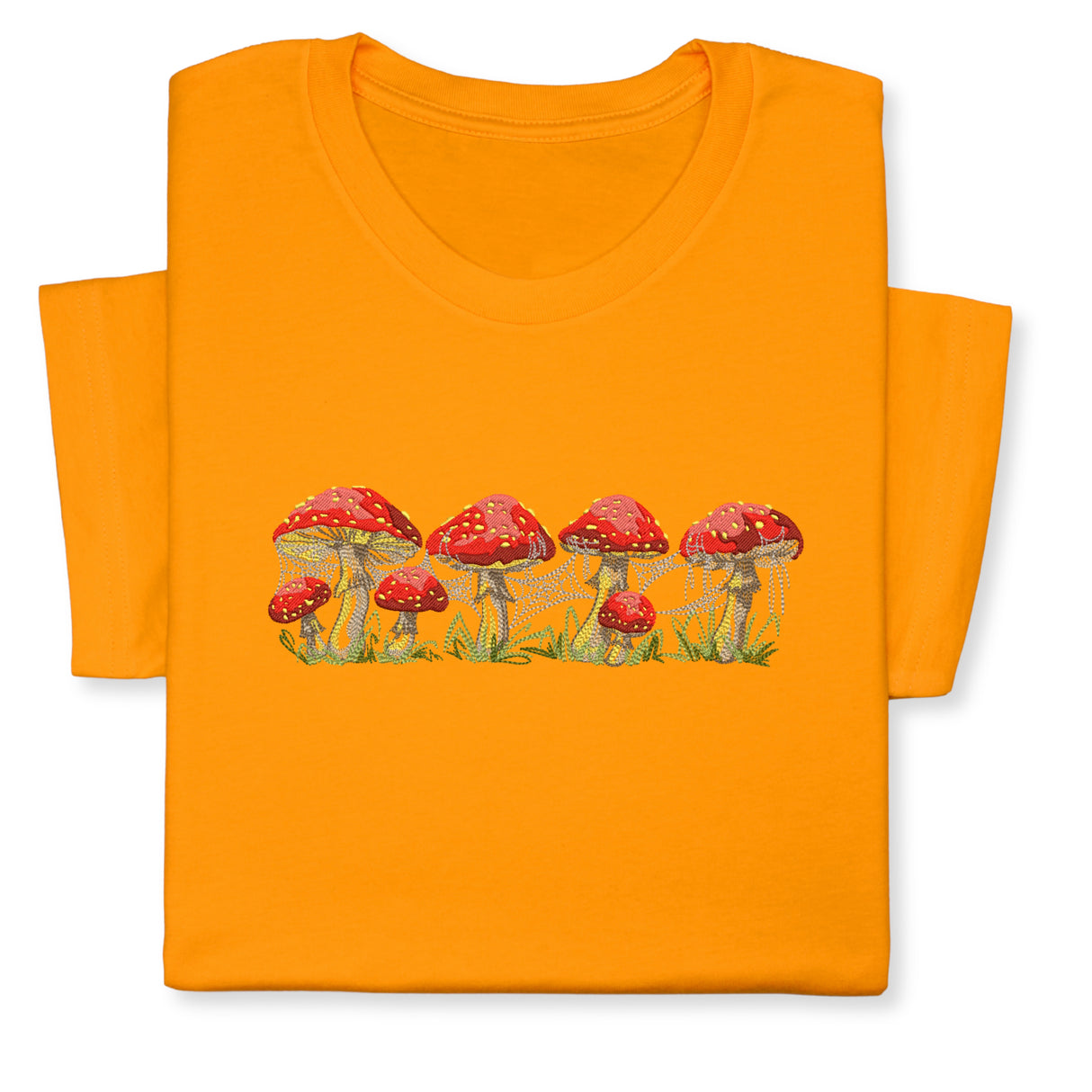 Red Mushrooms Embroidered T-Shirt, Whimsical Amanita Design, Unique Nature-Inspired Tee, Perfect Gift for Mushroom Lovers!