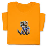 Colorful Raccoon Embroidered T-Shirt, Whimsical Animal Design Tee, Cute Pet Lover Gift, Fun Nature Inspired Shirt, Playful Bowtie Aesthetic