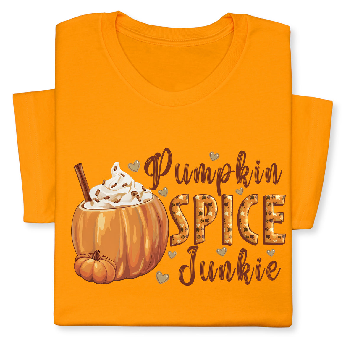 Pumpkin Spice Junkie Fall T-Shirt – Cute Autumn Latte Print, Cozy Pumpkin Drink Tee, Pumpkin Lover Gift, Thanksgiving Season Shirt