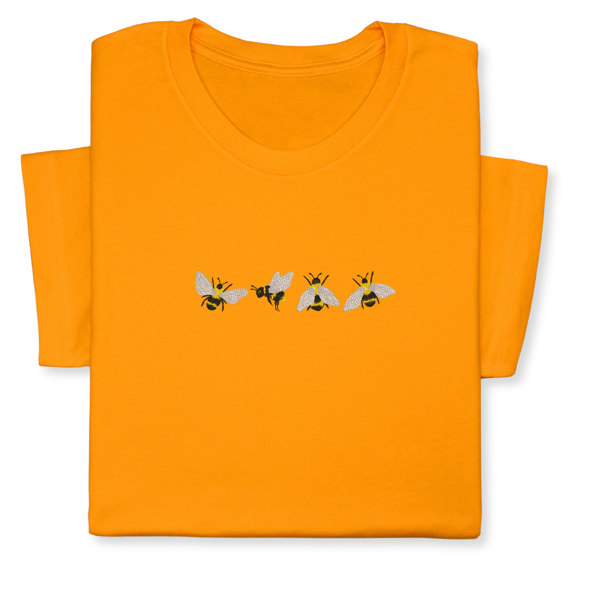 4 Bees Embroidered T-Shirt – Minimalist Insect Shirt, Cute Nature Tee, Bumblebee Lover Gift, Unisex Garden Shirt for Bee Fans & Nature Lovers