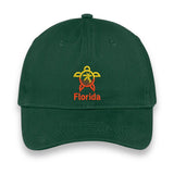 Florida Turtle Embroidered Hat, Sea Life Beach Cap, Unisex Coastal Gift, Vacation Souvenir Baseball Hat, Nature-Inspired Design