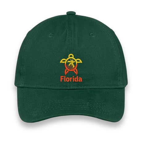 Florida Turtle Embroidered Hat, Sea Life Beach Cap, Unisex Coastal Gift, Vacation Souvenir Baseball Hat, Nature-Inspired Design