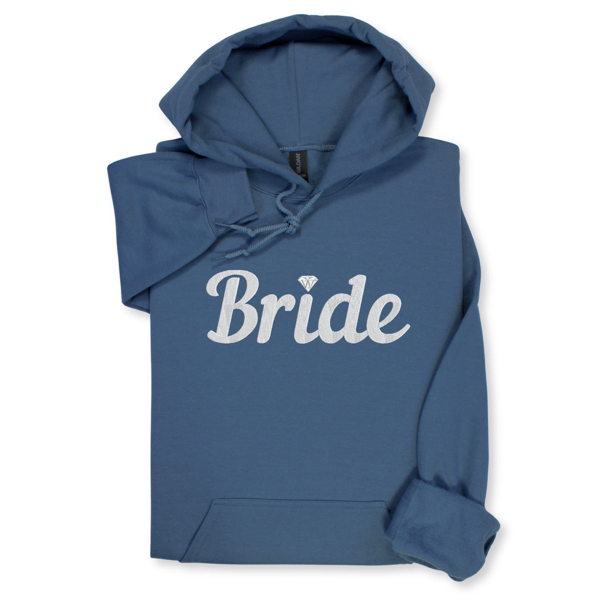 Bride Hoodie & Sweatshirt with Silver Thread Embroidery – Elegant Bridal Pullover, Diamond Detail, Bachelorette Gift, Wedding Morning Outfit