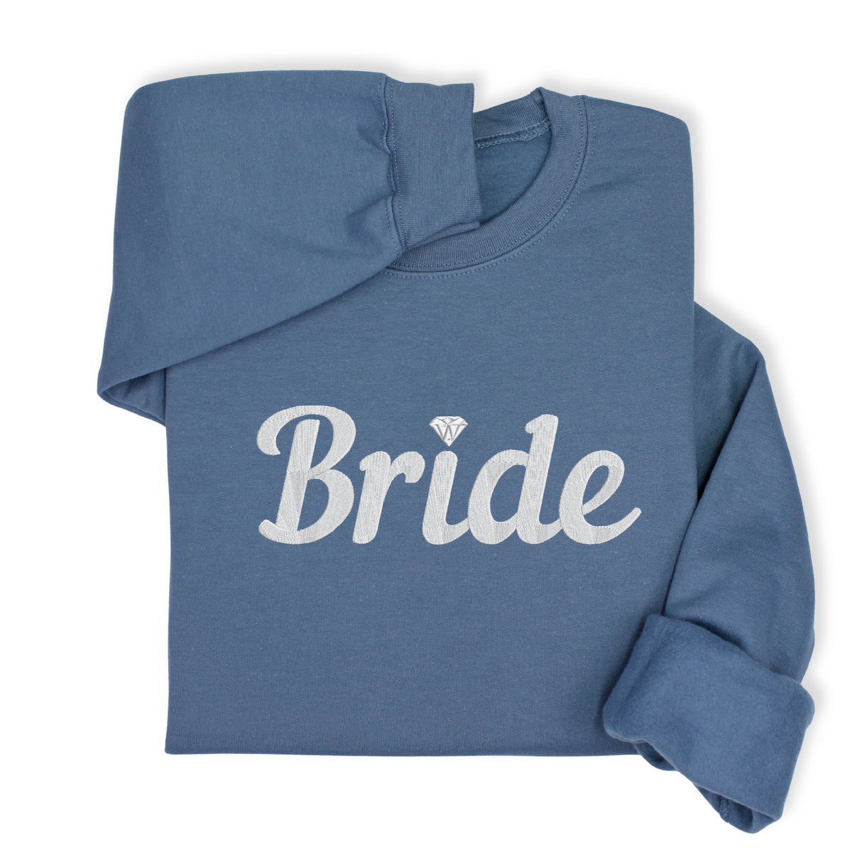 Bride Hoodie & Sweatshirt with Silver Thread Embroidery – Elegant Bridal Pullover, Diamond Detail, Bachelorette Gift, Wedding Morning Outfit