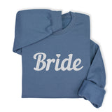 Bride Hoodie & Sweatshirt with Silver Thread Embroidery – Elegant Bridal Pullover, Diamond Detail, Bachelorette Gift, Wedding Morning Outfit