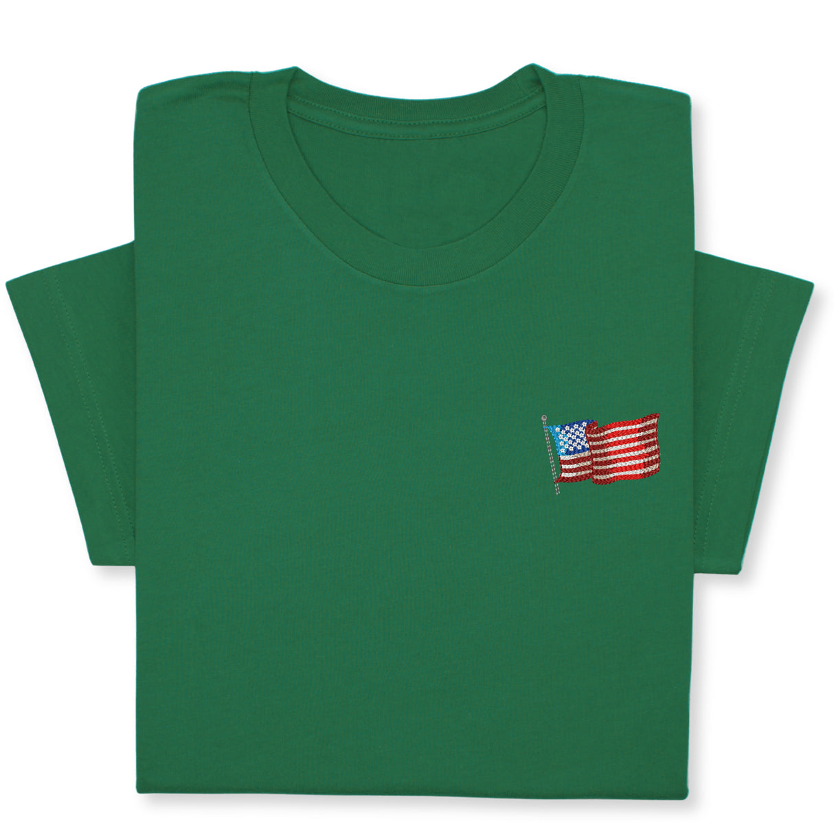 USA Flag Embroidered Tee, Patriotic American T-Shirt for Independence Day, 4th July Gift