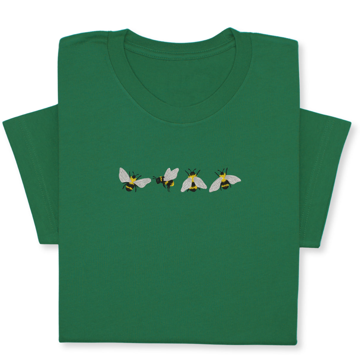 4 Bees Embroidered T-Shirt – Minimalist Insect Shirt, Cute Nature Tee, Bumblebee Lover Gift, Unisex Garden Shirt for Bee Fans & Nature Lovers