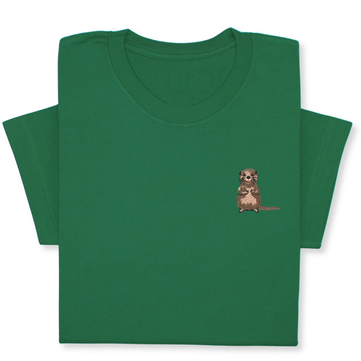 Otter Embroidered T-Shirt, Cute Animal Design Tee, Playful Wildlife Gift, Cozy Nature Inspired Shirt Whimsical Embroidery for Animal Lovers
