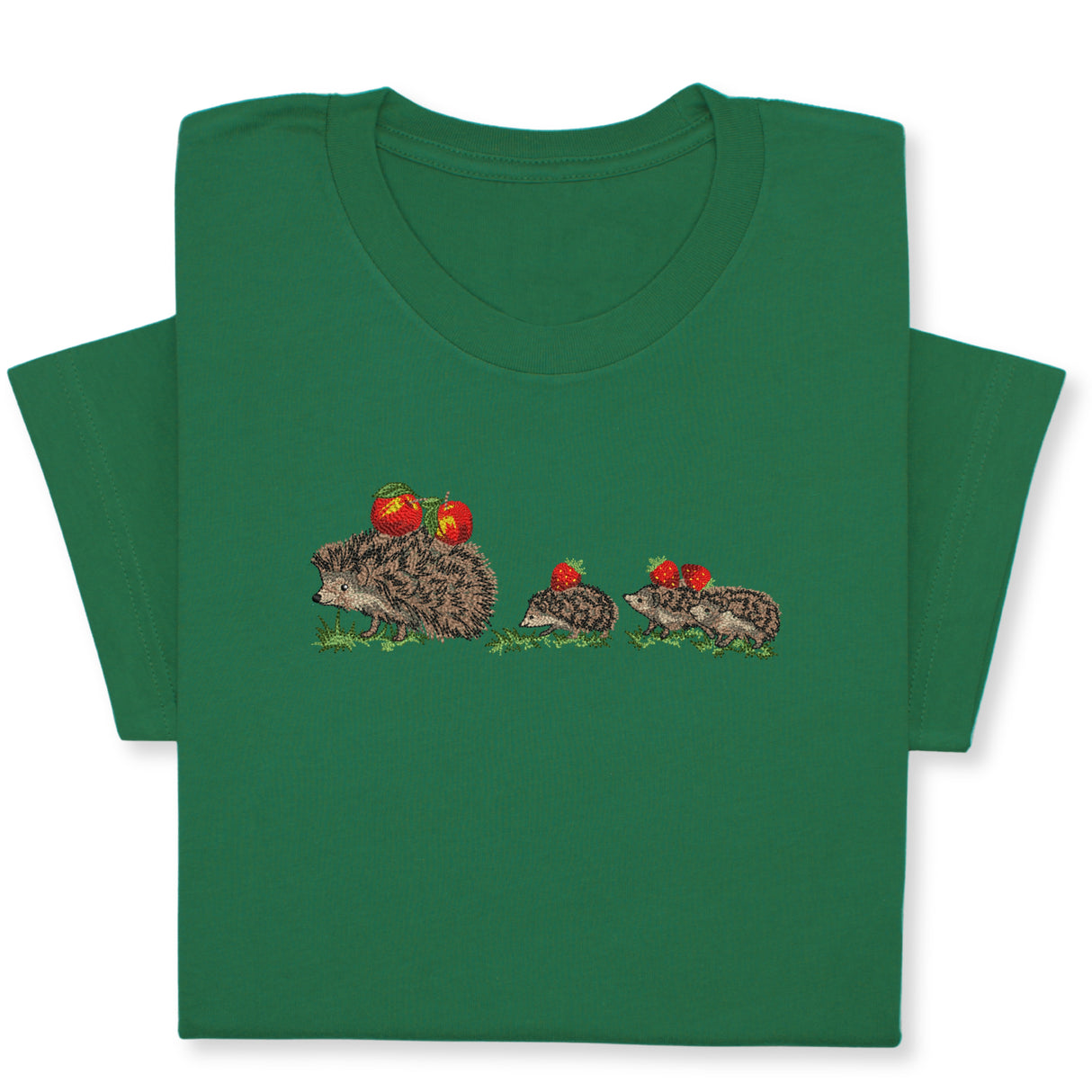 Embroidered Hedgehog Family T-Shirt, Cute Animal Nature Lover Gift